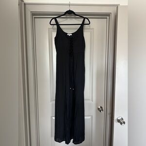 Black Maxi Dress with Lace-Up Front